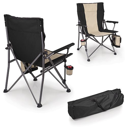 Picnic Time Oniva Big Bear XL Folding Camp Chair w/ Cooler, Black image thumbnail