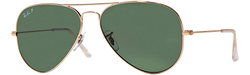 Image of Ray-Ban Polarized Aviator Classic Sunglasses, Gold/Polarized Crystal Green, Size 58 frame