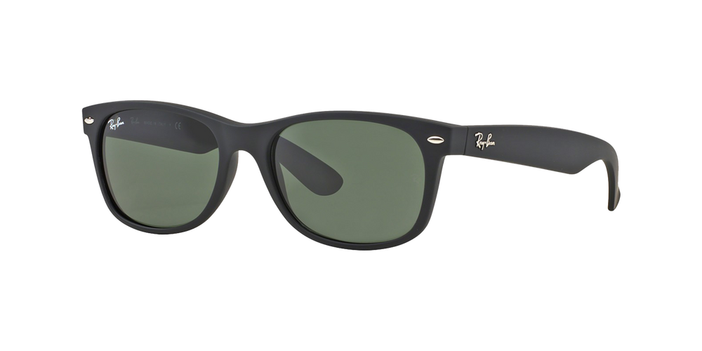 Ray-Ban New Wayfarer Classic Sunglasses Black/Green Classic G-15, Size 52 frame primary image