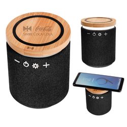 Image of (Min 50) Ultra Sound Speaker & Wireless Charger, Black - Swire Logo Only