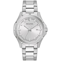 Image of Bulova Men's Classic Silver-Tone Stainless Steel Watch, Silver Dial