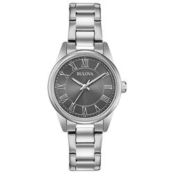 Image of Bulova Ladies' Corporate Collection Silver-Tone Stainless Steel Watch, Gray Dial