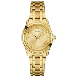 Image of Bulova Ladies' Corporate Collection Gold-Tone Stainless Steel Watch, Gold Dial