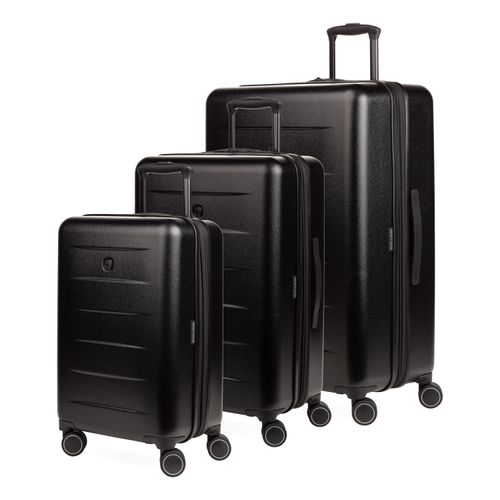 SwissGear 3pc Expandable Hardside Luggage Spinner Set, Black image thumbnail