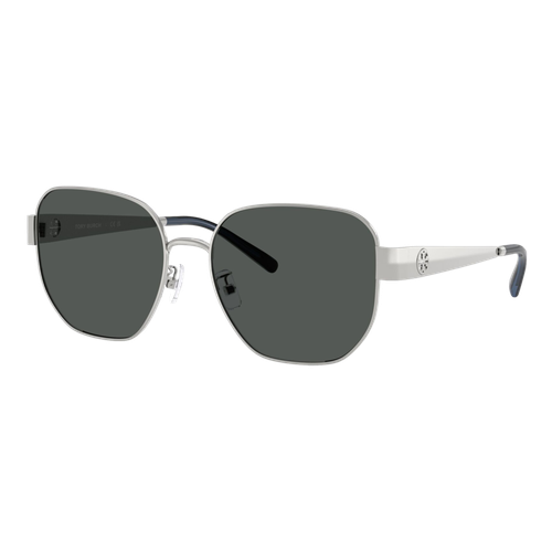 Tory Burch Womens Miller Metal Square Sunglasses, Silver/Dark Grey, Size 56 frame image thumbnail