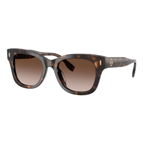Tory Burch Womens Miller Wayfarer Sunglasses, Dark Tortoise/Brown Gradient, Size 51 frame image thumbnail