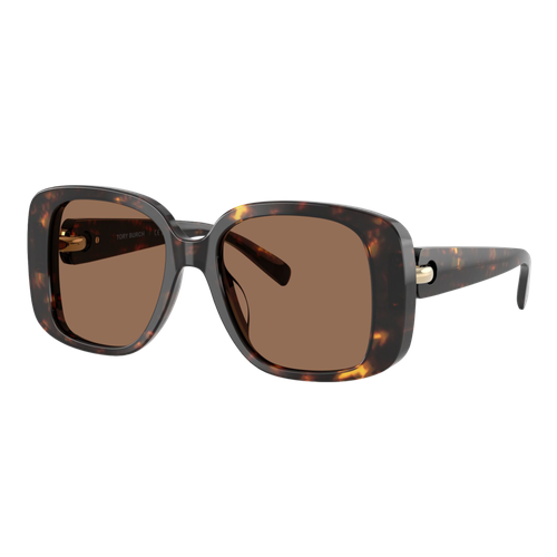 Tory Burch Womens Pierced Oversized Square Sunglasses, Brown Tortoise/Brown, Size 53 frame image thumbnail