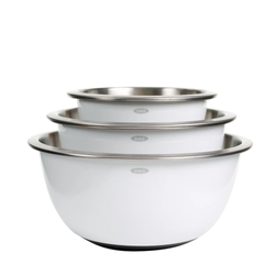 Image of OXO Good Grips 3-Piece Stainless Steel Mixing Bowl Set, White