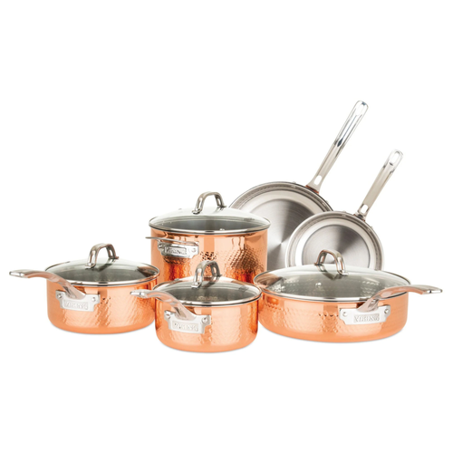 Viking 3-Ply Hammered Copper Clad 10-Piece Cookware Set with Glass Lids image thumbnail