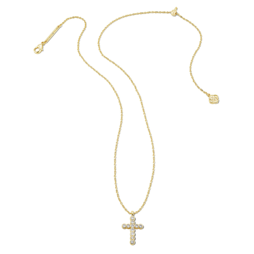 Kendra Scott Gold Cross Pendant Necklace White CZ image thumbnail