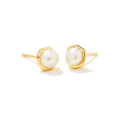 Image of Kendra Scott Davie Pearl 18K Gold Vermeil Stud Earrings, Freshwater Cultured Pearl