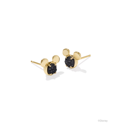 Image of Kendra Scott Disney Gold Mickey Mouse Stud Earrings, Black Drusy