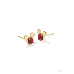 Image of Kendra Scott Disney Gold Mickey Mouse Stud Earrings, Bright Red Drusy