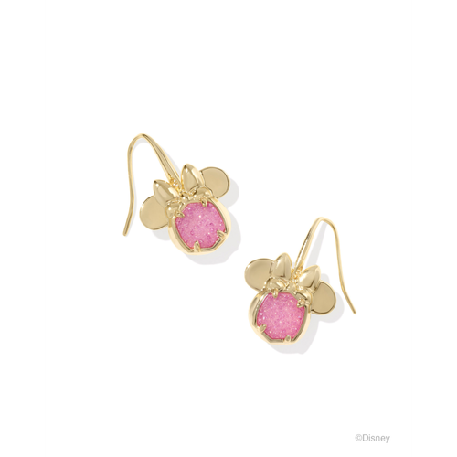 Kendra Scott Disney Gold Minnie Mouse Drop Earrings, Hot Pink Drusy image thumbnail