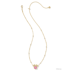Image of Kendra Scott Disney Gold Minnie Mouse Short Pendant Necklace, Hot Pink Drusy
