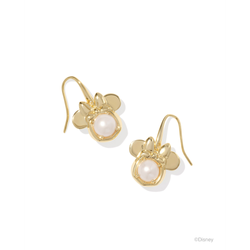 Image of Kendra Scott Disney Gold Minnie Mouse Drop Earrings, Freshwater Cultured Pearl