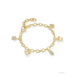 Image of Kendra Scott Disney Gold Mickey Minnie Charm Bracelet, Iridescent White Mix