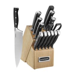 Image of Cuisinart Triple Rivet 15-Piece Cutlery Set with Block, Black/Stainless