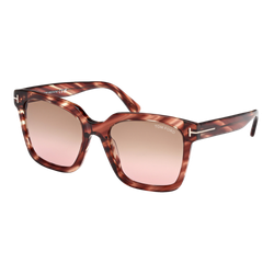 Image of Tom Ford Womens Selby Sunglasses Red Havana/Gradient Brown, Size 55 frame