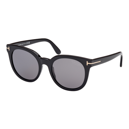Tom Ford Polarized Womens Moira Sunglasses, Shiny Black/Smoke Polarized, Size 53 frame image thumbnail