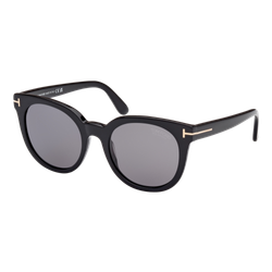 Image of Tom Ford Polarized Womens Moira Sunglasses, Shiny Black/Smoke Polarized, Size 53 frame