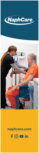 Clinical 2 x 8 Blue & Yellow Banner w/Stand & Hardware image thumbnail