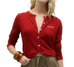Image of Quince Ladies' Red Cashmere Cardigan Sweater