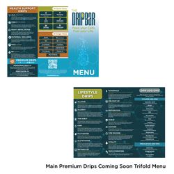 Image of *Premium Drips COMING SOON Trifold Menu (6/2025 Update)