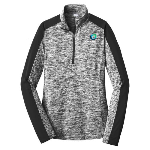 Ladies Electric Heather Colorblock 1/4-Zip Pullover image thumbnail