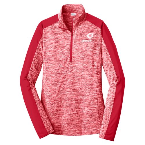 Ladies Electric Heather Colorblock 1/4-Zip Pullover image thumbnail