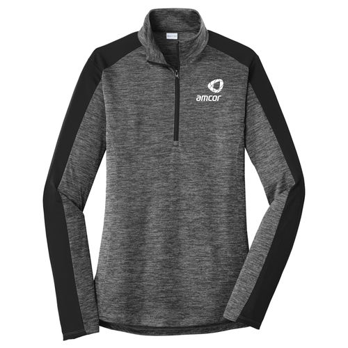 Ladies Electric Heather Colorblock 1/4-Zip Pullover image thumbnail