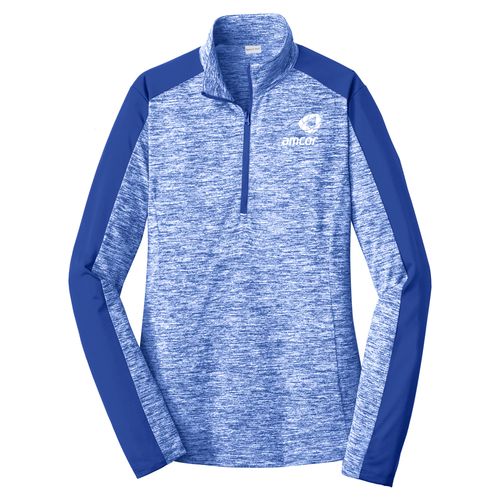 Ladies Electric Heather Colorblock 1/4-Zip Pullover image thumbnail