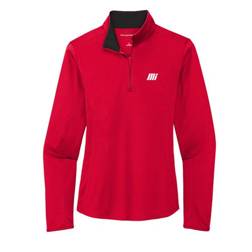 Ladies Red Quarter Zip Pullover image thumbnail
