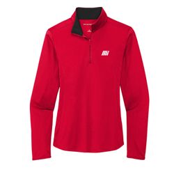 Image of Ladies Red Quarter Zip Pullover