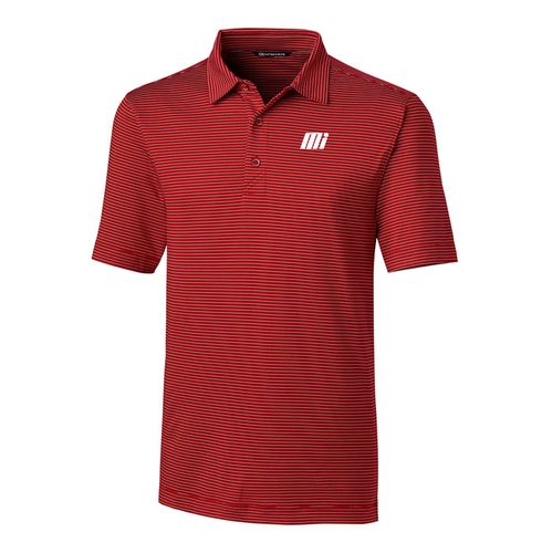 Men's Cutter & Buck Cardinal Striped Polo image thumbnail