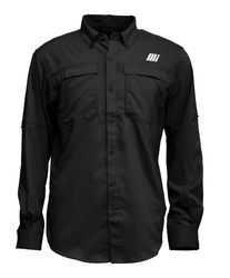 Image of Black Fishing Shirt with Button Down Collar