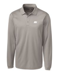 Image of Men's Grey Long Sleeve Pique Polo