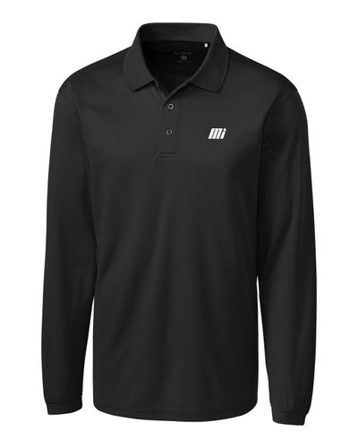 Men's Black Long Sleeve Pique Polo image thumbnail
