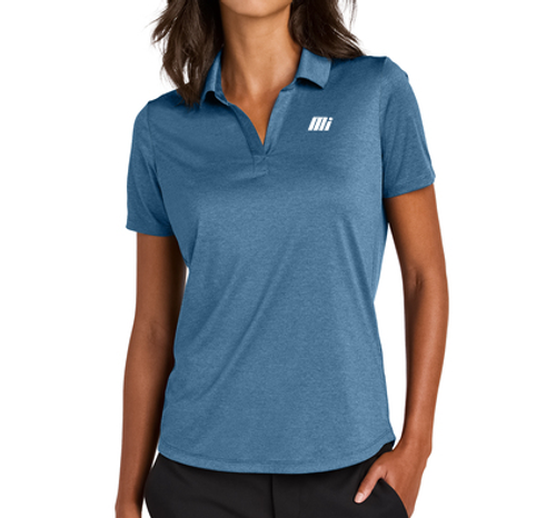 PREORDER-Ladies' Recharge Jersey Polo in Harbor Blue Heather image thumbnail
