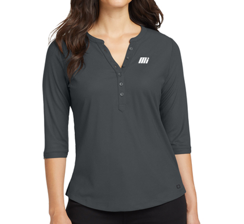 PREORDER-Ladies' Ogio Jewel Henley in Diesel Grey image thumbnail