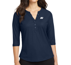 Image of PREORDER-Ladies' Ogio Jewel Henley in Navy