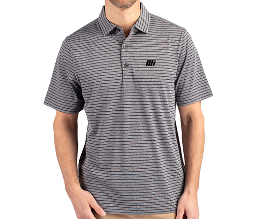 Men's Cutter & Buck Black Heather Stripe Polo image thumbnail