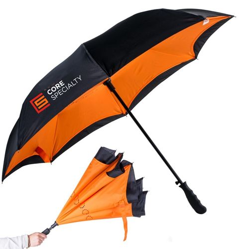 48" Black/Orange Inverted Umbrella image thumbnail