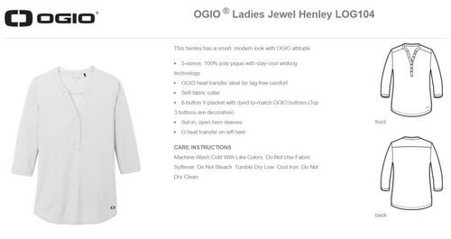 Shirt - OGIO Ladies Jewel Henley (ODL) image thumbnail