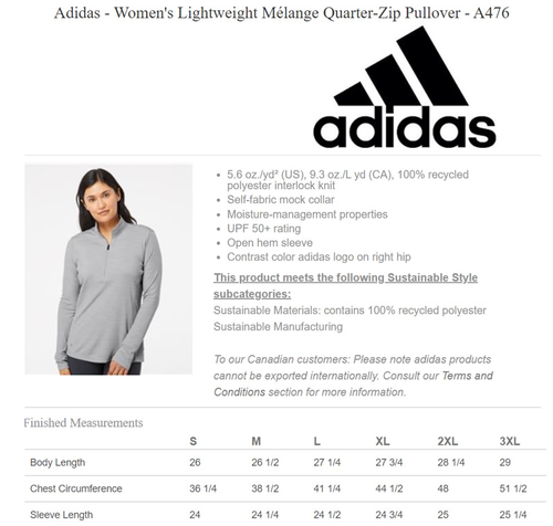 Jacket - Ladies' Adidas Lightweight Melange 1/4-Zip Pullover (ODL) image thumbnail