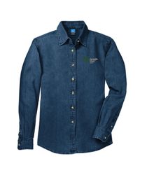 Image of Port & Company® - Ladies Long Sleeve Value Denim Shirt