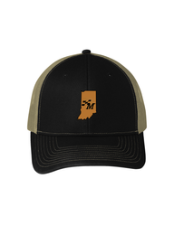 Image of Snapback Trucker Cap - Indiana Faux Leather Patch Black