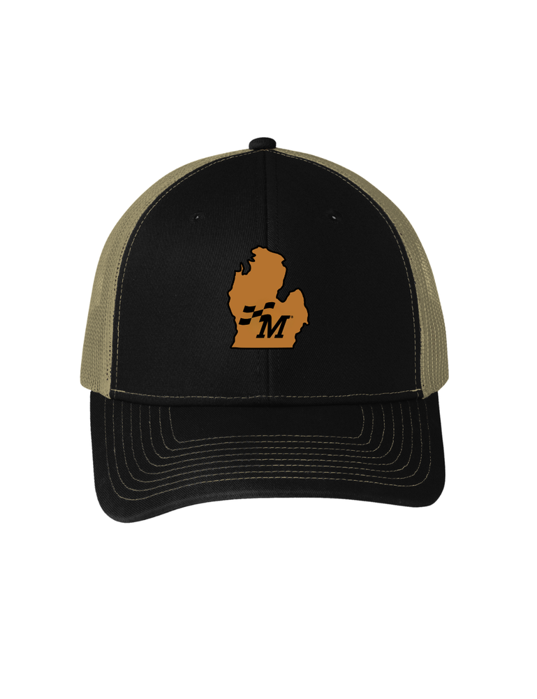 Snapback Trucker Cap - Michigan Faux Leather Patch Black primary image