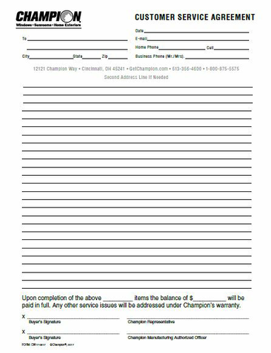 Customer Service Agreement (500 per pack) image thumbnail