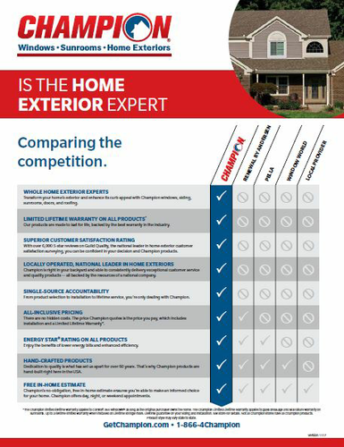 Comparison Chart Home Exterior (50 per pack) image thumbnail